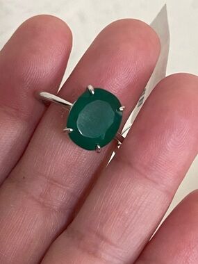 Natural Green Onyx Ring in 925 Sterling Silver Size 9